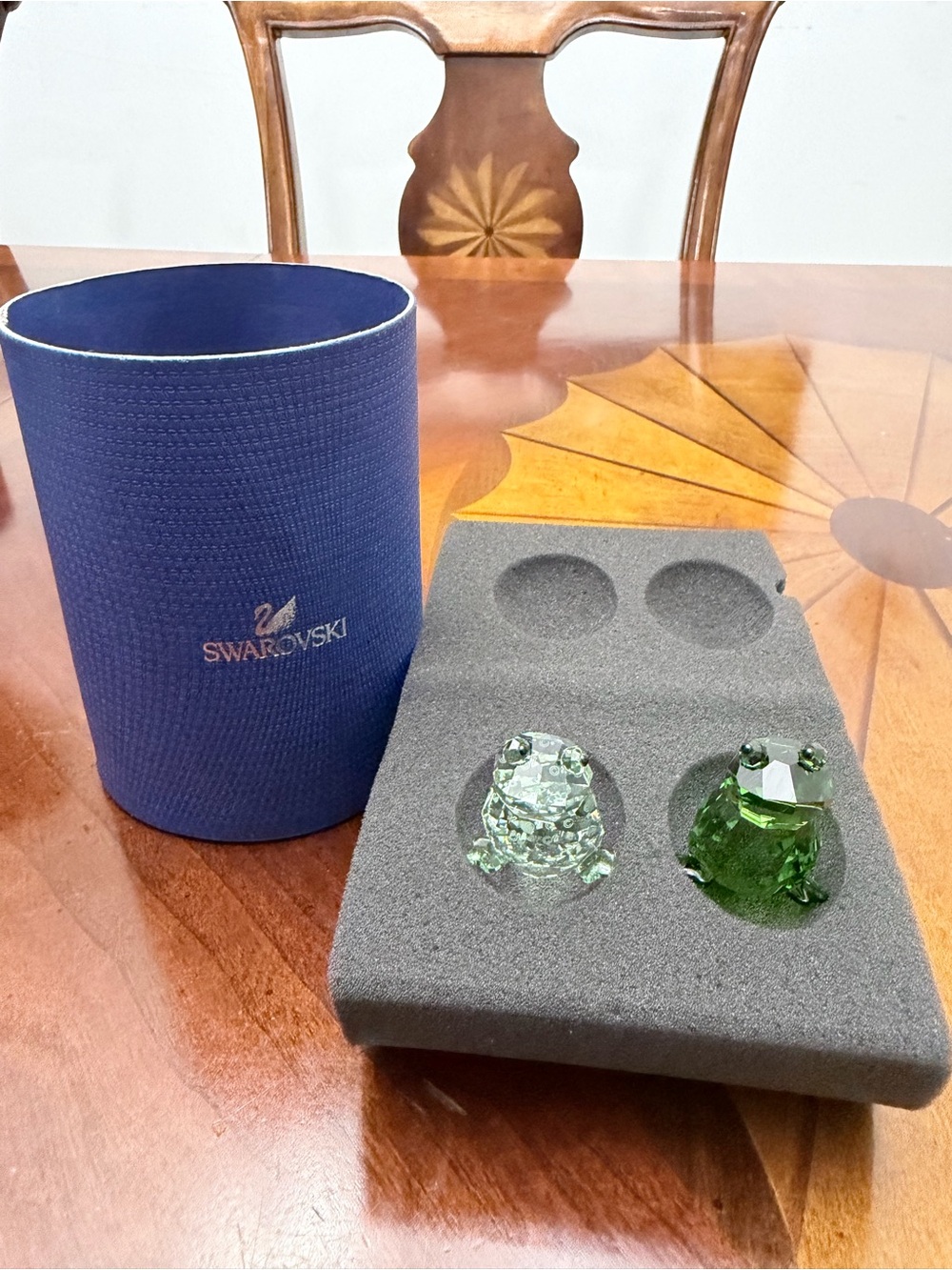 Swarovski Green and Light Green Crystal Frog Pair